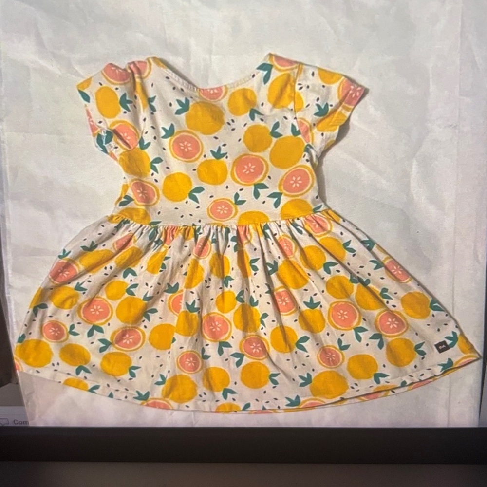 Tea Collection Lemon Grapefruit Print Dress 5 Cottagecore Whimsy Playful Design - Picture 4 of 9